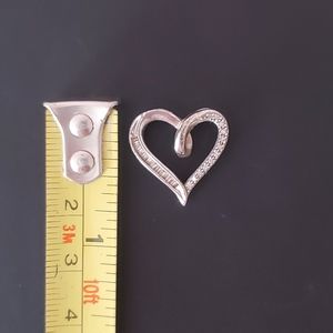 Sterling silver heart pendant w paves
